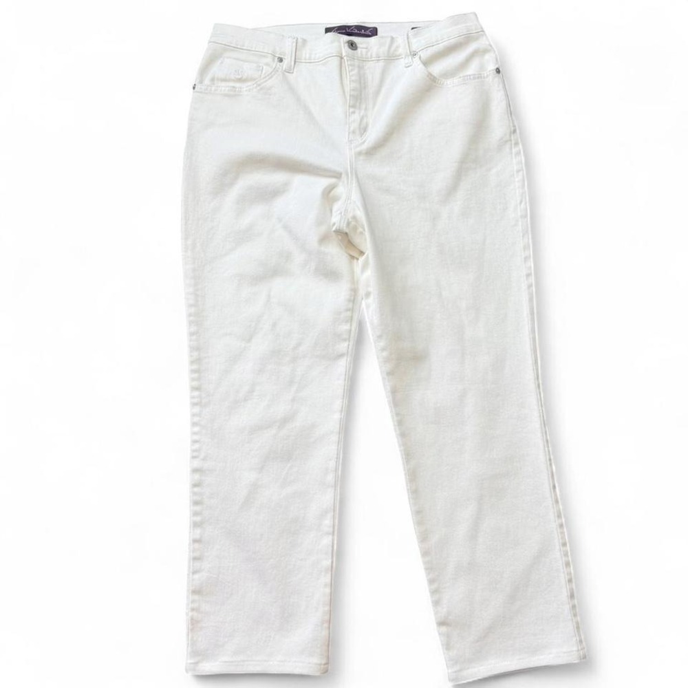 Gloria Vanderbilt Amanda White Denim Straight Leg Jeans, Women's Size 12 Short